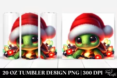 Cute Baby Turtle with Santa Hat, Transparent 20 Oz Tumbler Product Image 1