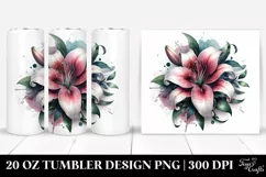 Watercolor Glossy Lily Shiny Material | 20 oz Tumbler Product Image 1