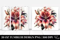 Watercolor Glossy Lily Shiny Material | 20 oz Tumbler Product Image 1
