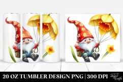 Watercolor Cute Gnome Daffodil Parachute | 20 oz Tumbler Product Image 1
