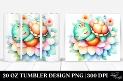 Watercolor Colorful Cute Baby Turtle Sleeping | 20 oz Product Image 1