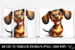 Watercolor Crazy Funny Dachshund Smiling | 20 oz Tumbler Product Image 1