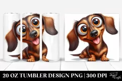 Watercolor Crazy Funny Dachshund Smiling | 20 oz Tumbler Product Image 1