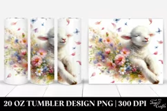 Lamb Tumbling with Spring Petals | 20 oz Tumbler Product Image 1
