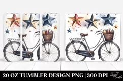 Watercolor Vintage Bicycle with Stars | 20 oz Tumbler Product Image 1