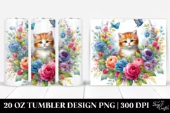 Colorful Kitten Floral | 20 Oz Tumbler Product Image 1