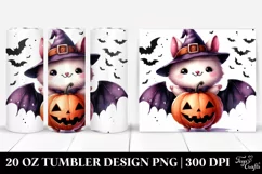 Watercolor Halloween Funny Clipart with Bat, 20 Oz Tumbler Product Image 1
