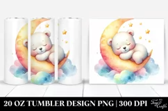 Cute Baby Bear on the Moon | 20 Oz Tumbler Product Image 1