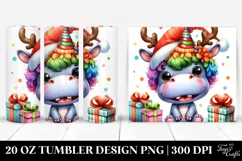 Expressive Hippo with Reindeer Horns 20 Oz Tumbler Product Image 1