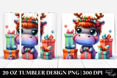 Expressive Hippo with Reindeer Horns 20 Oz Tumbler Product Image 1