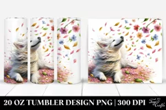 Dog Tumbling with Spring Petals Watercolor | Tumbler Product Image 1
