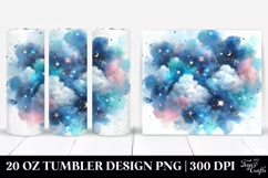 Colorful Blue Watercolor Cloud | 20 oz Tumbler Product Image 1