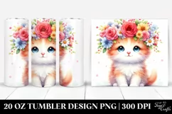 Pastel Kitten with Flower Crown 20 Oz Tumbler Product Image 1
