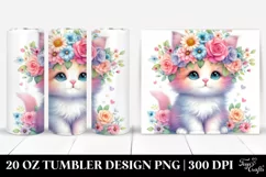 Kitten Flower Crown Watercolor 20 Oz Tumbler Product Image 1