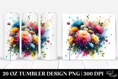 Colorful Bouquet with Vibrant Chrysanthemum | 20 Oz Tumbler Product Image 1