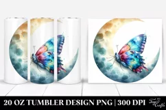 Colorful Butterfly Sleeping on the Moon | 20 Oz Tumbler Product Image 1