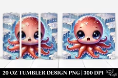 Cute Baby Octopus with Big Eyes, Transparent 20 Oz Tumbler Product Image 1