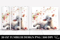 Lamb Tumbling with Spring Petals Watercolor | Tumbler Product Image 1