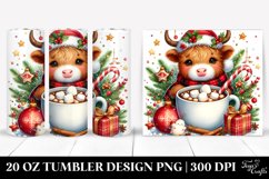 Cute Christmass Cow with Hot Cocoa 20 Oz Tumbler Product Image 1