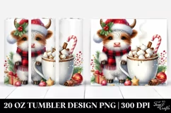 Cute Highland Cow with Hot Cocoa, Transparent 20 Oz Tumbler Product Image 1