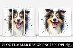 Cute Crazy Watercolor Collie | 20 Oz Tumbler Product Image 1