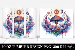 Vibrant Magical Mushroom Clipart 20 Oz Tumbler Product Image 1