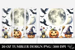Halloween Full Moon Watercolor Clipart 20 Oz Tumbler Product Image 1