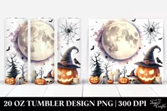 Halloween Full Moon Watercolor Clipart 20 Oz Tumbler Product Image 1