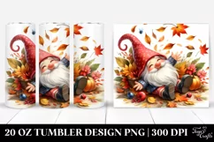 Colorful Cute Gnome with Autumn Leaves | 20 oz Tumbler Product Image 1