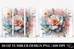 Stained Camellia Watercolor Splash 20 Oz Tumbler Product Image 1