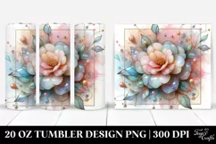 Stained Camellia Watercolor Splash 20 Oz Tumbler Product Image 1