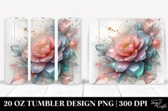 Stained Camellia Watercolor Splash 20 Oz Tumbler Product Image 1
