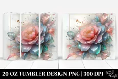 Stained Camellia Watercolor Splash 20 Oz Tumbler Product Image 1