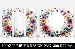 Watercolor Wild Flowers with Vibrant Frame | 20 oz Tumbler Product Image 1