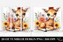 Cute Cuddling Baby Giraffe | 20 Oz Tumbler Product Image 1