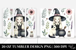 Vintage Quirky Witch Cat Tumbler Product Image 1
