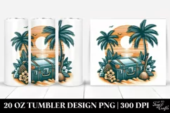 Vintage Tropical Beach Suitcase Tshirt | 20 oz Tumbler Product Image 1