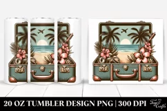 Vintage Tropical Beach Suitcase Clipart | 20 oz Tumbler Product Image 1