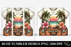 Vintage Tropical Beach Suitcase Clipart | 20 oz Tumbler Product Image 1