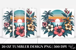Vintage Tropical Flower Sunset T-Shirt Vector Style | 20 oz Product Image 1