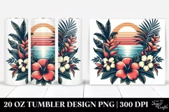 Vintage Tropical Flower Sunset T-Shirt Vector Style | 20 oz Product Image 1