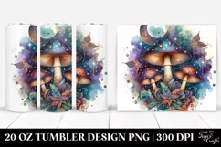 Detailed Shiny Mystical Celestial Mushroom Watercolor Splash Product Image 1