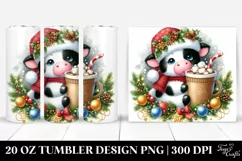 Watercolor Cute Little Cow with Christmas Ornaments 20 Oz Product Image 1