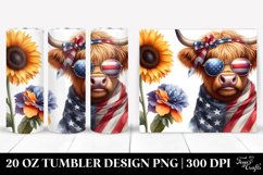 Highland Cow Portrait USA Flag Colors | 20 Oz Tumbler Product Image 1