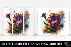 Abstract Wooden Stained Petunia | 20 Oz Tumbler Product Image 1