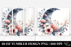Washed Watercolor Half Moon Flowers 20 oz Tumbler Product Image 1