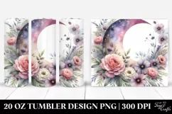 Washed Watercolor Half Moon Flowers 20 oz Tumbler Product Image 1