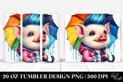 Cool Baby Pig Raincoat & Umbrella Tumbler Product Image 1