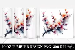 Abstract Watercolor Cherry Blossom | 20 Oz Tumbler Product Image 1
