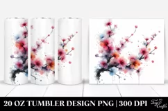 Abstract Watercolor Cherry Blossom | 20 Oz Tumbler Product Image 1